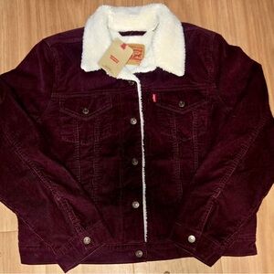 NWT Levi's Women's sherpa lined corduroy coat burgundy size large